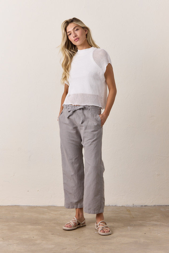 Akari Crop Linen Cotton Tie Pant Main Image