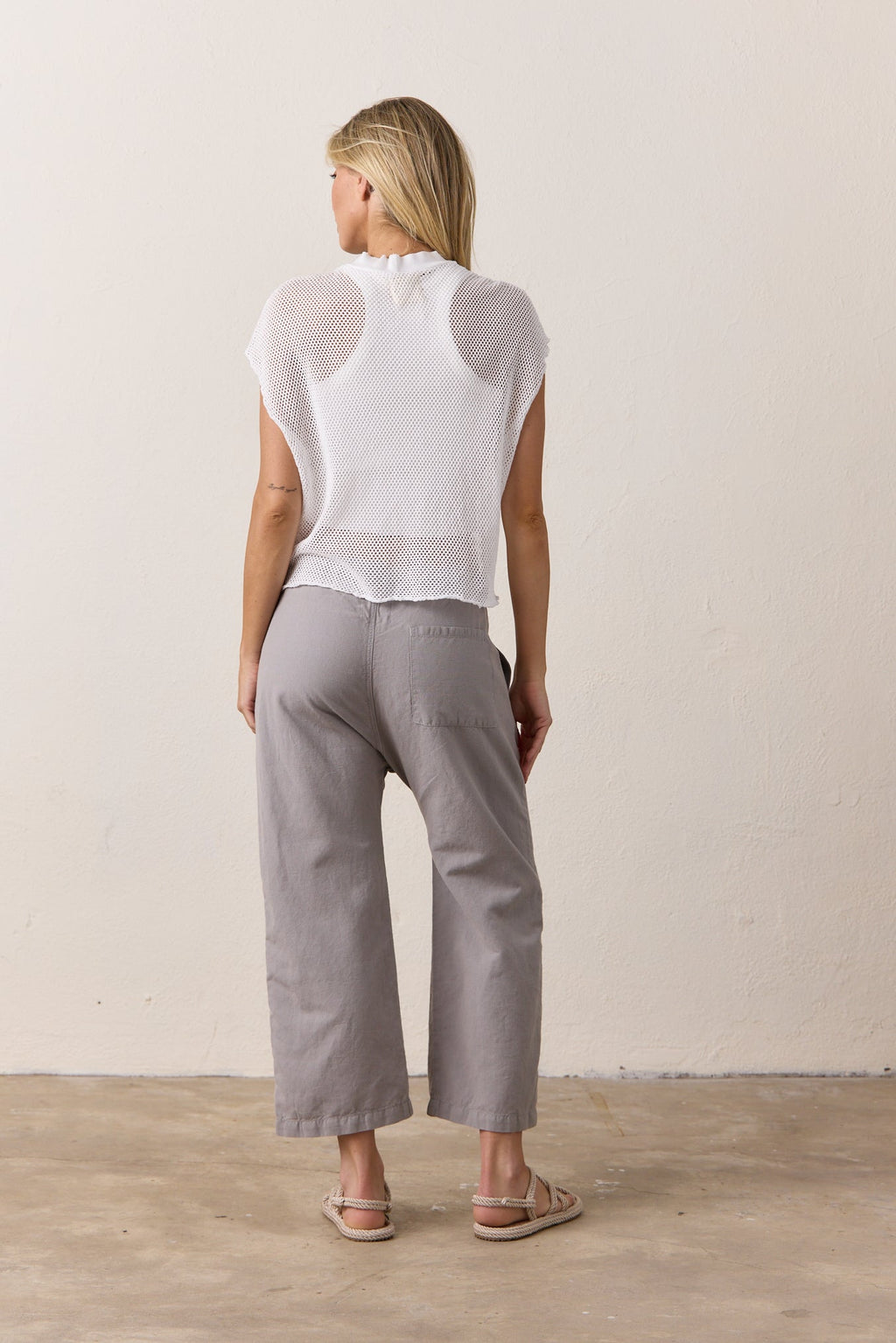 Akari Crop Linen Cotton Tie Pant