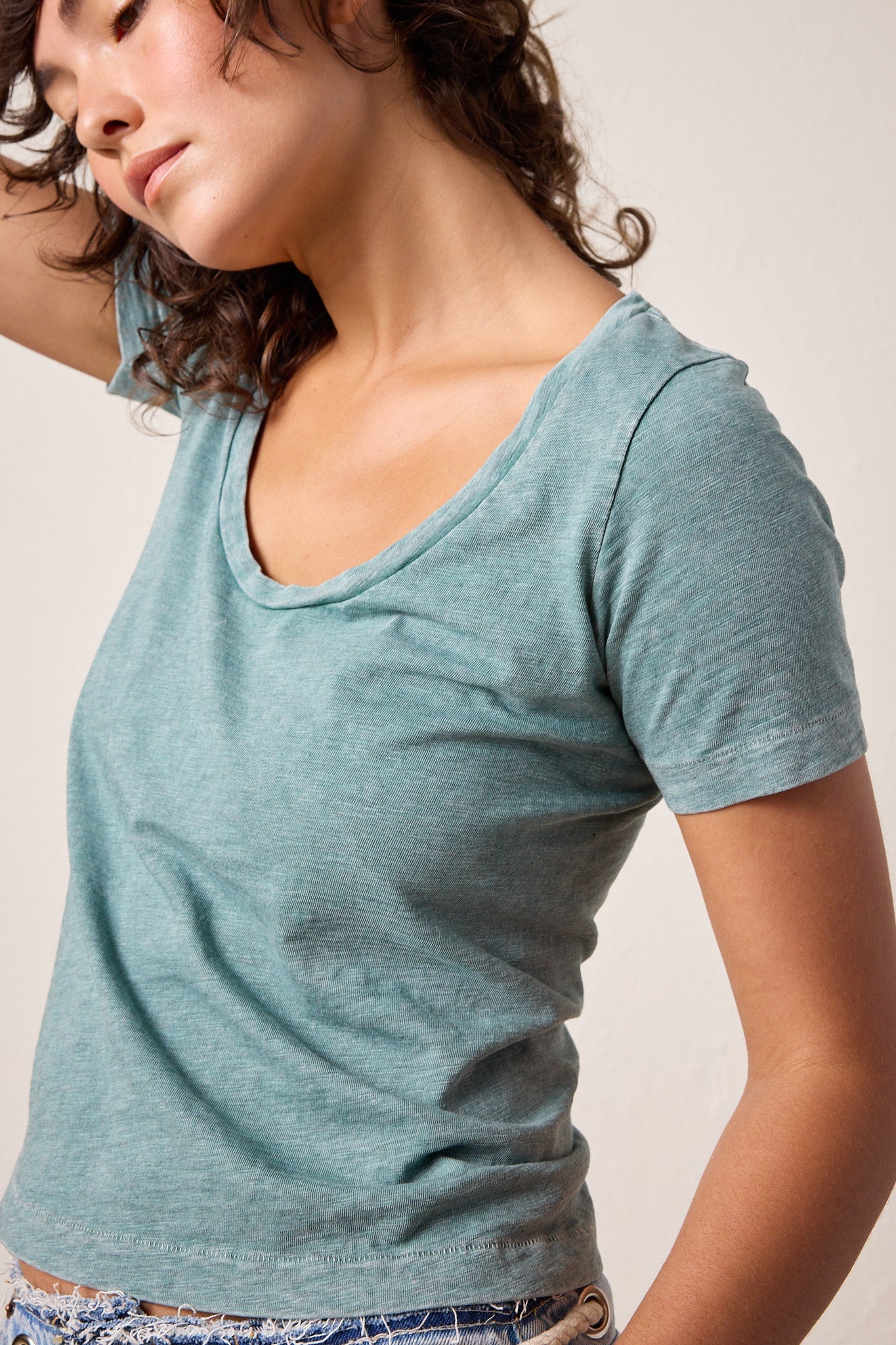 Tally Slim Fit U Neck Slub Jersey Tee