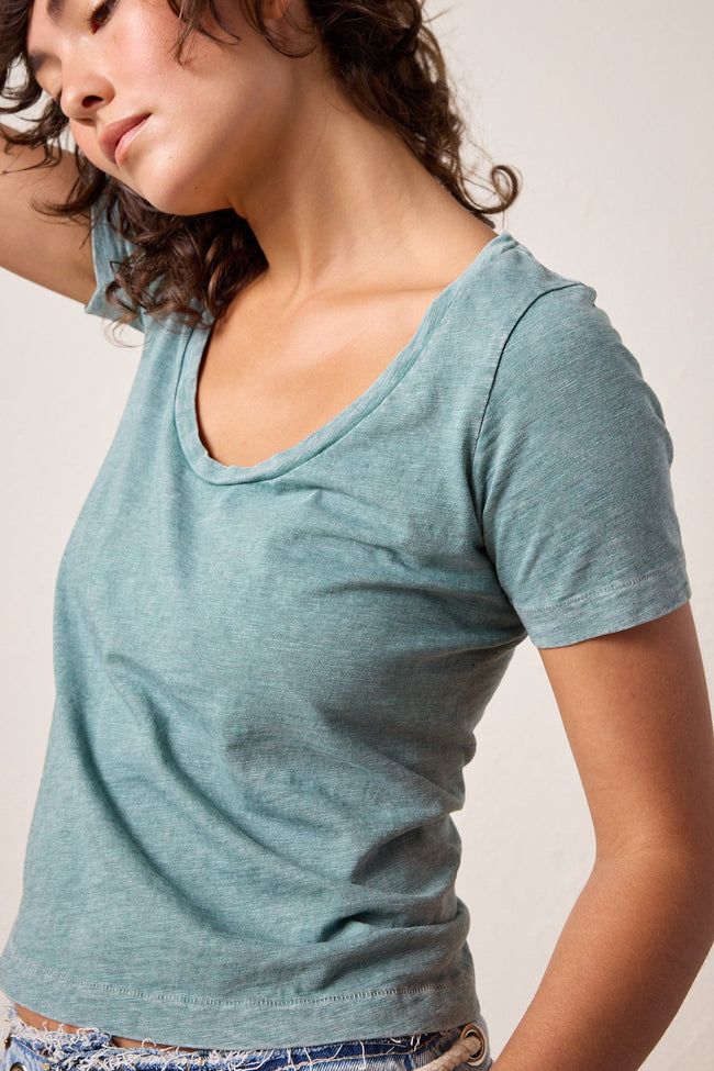 Tally Slim Fit U Neck Slub Jersey Tee Main Image