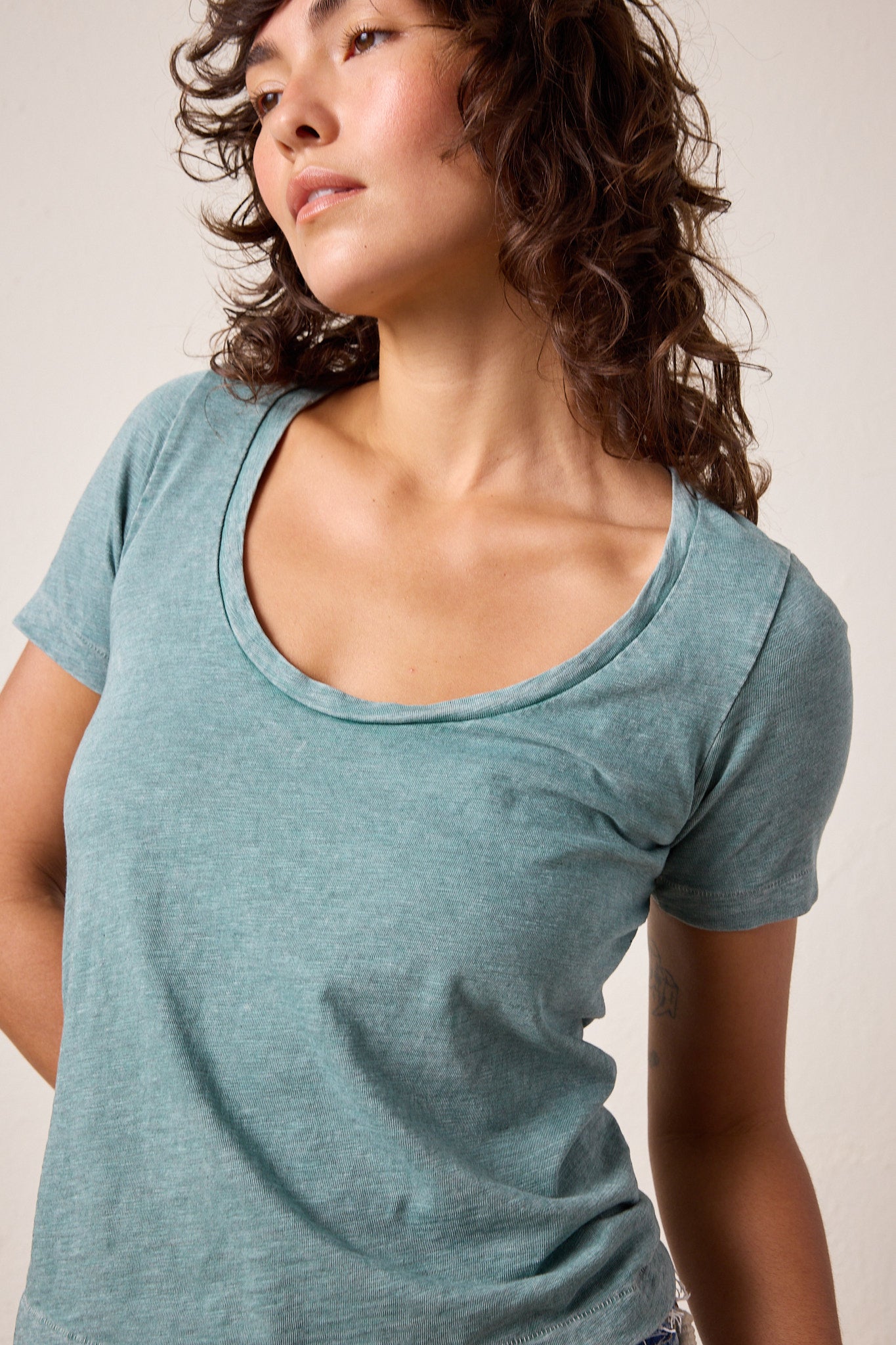 Tally Slim Fit U Neck Slub Jersey Tee