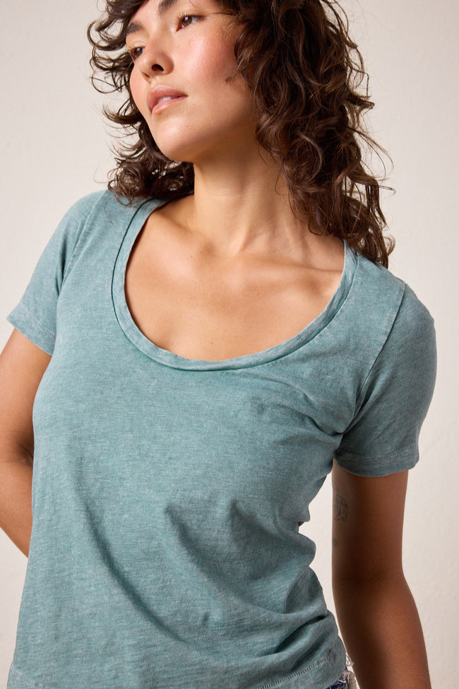 Tally Slim Fit U Neck Slub Jersey Tee Hover Image