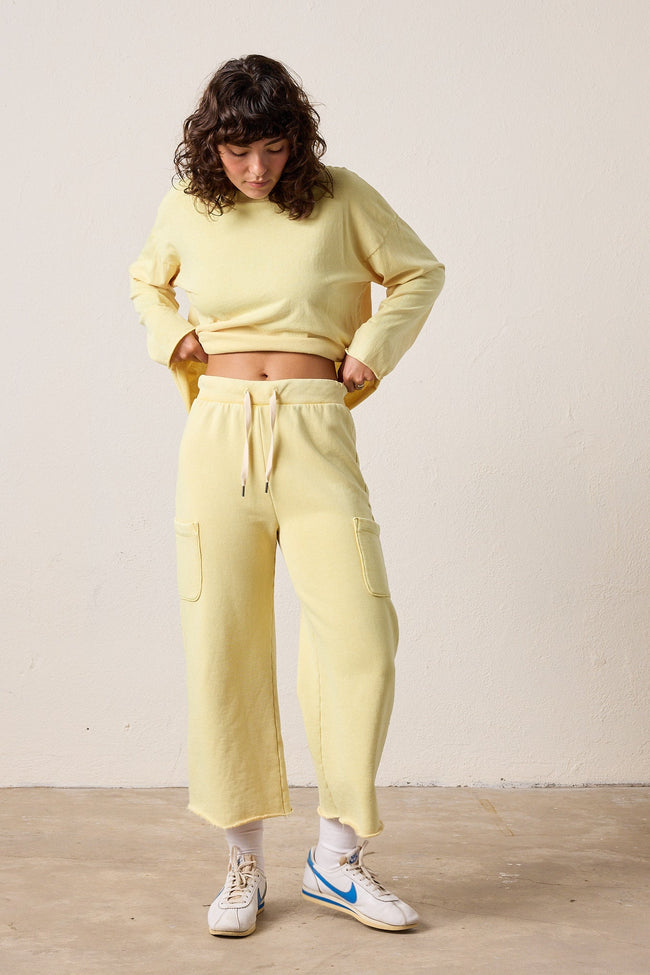 Diya Crop Straight Loop Terry Sweatpant Hover Image