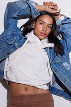 Lisse Torn Fitted Loop Terry Hoodie