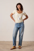 Tally Slim Fit U Neck Slub Jersey Surf City Tee