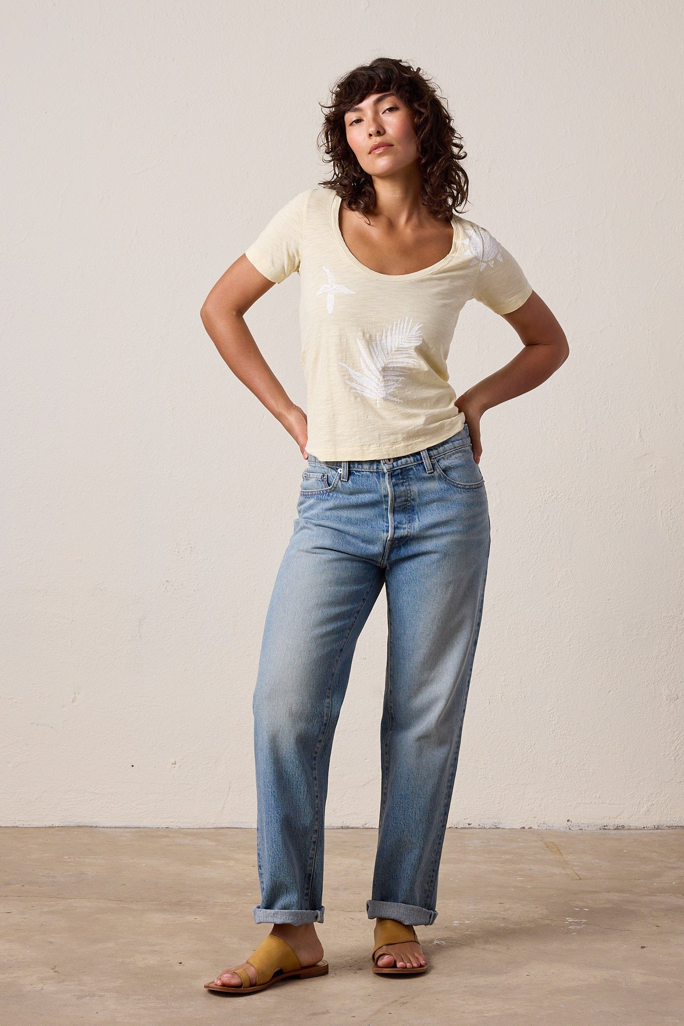 Tally Slim Fit U Neck Slub Jersey Surf City Tee