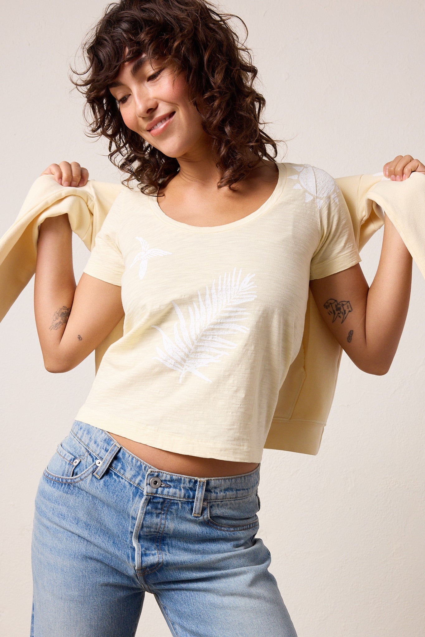 Tally Slim Fit U Neck Slub Jersey Surf City Tee