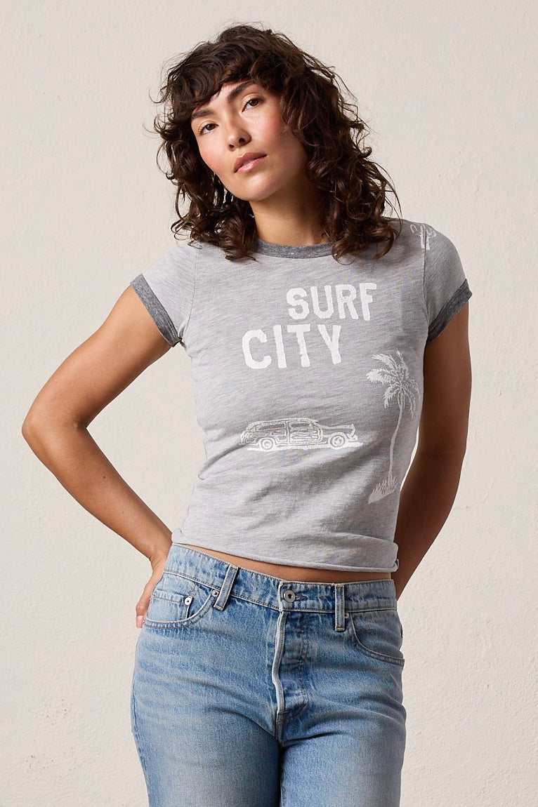 Bodhi Vintage Jersey Surf City Baby Ringer Tee
