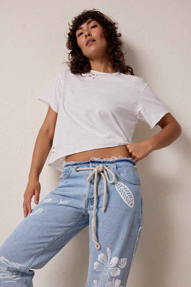 Harper Torn Boxy Slub Jersey Tee Main Image