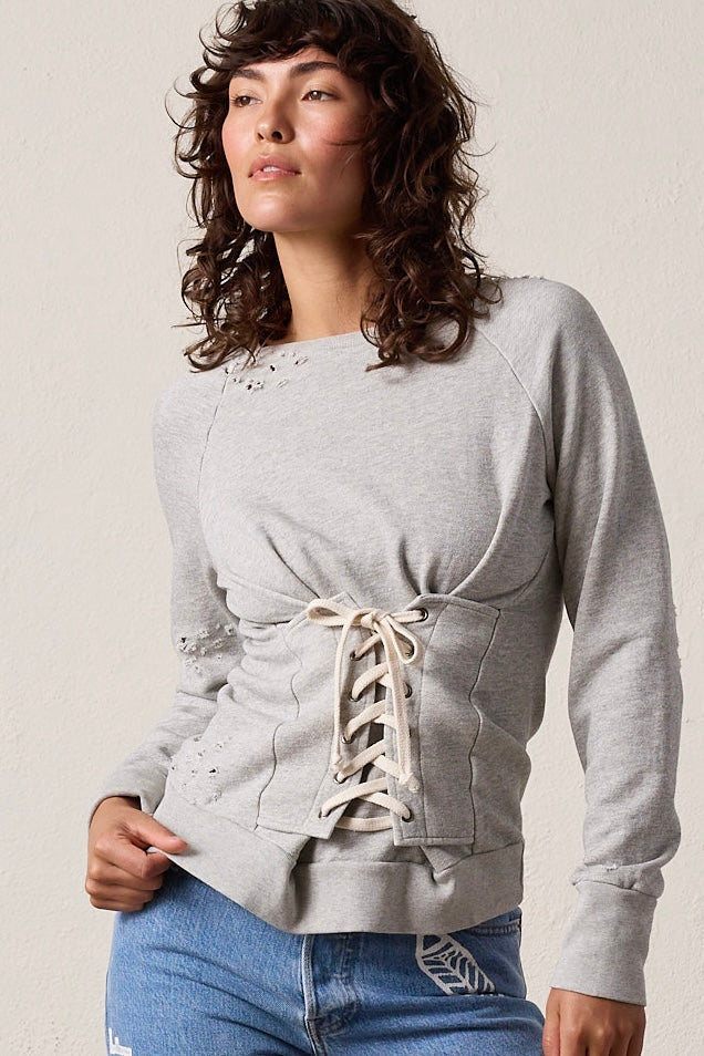 Elio Torn Corset Vintage Terry Sweatshirt Hover Image