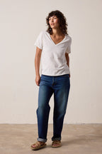 Layla Relaxed V Neck Slub Jersey Tee