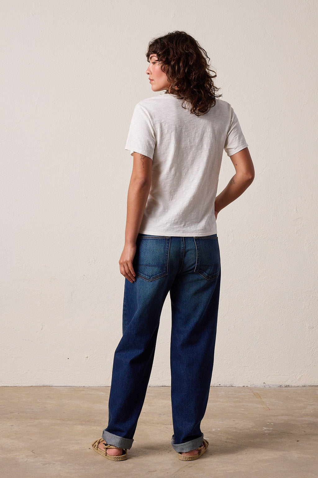 Layla Relaxed V Neck Slub Jersey Tee