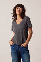 Layla Relaxed V Neck Slub Jersey Tee