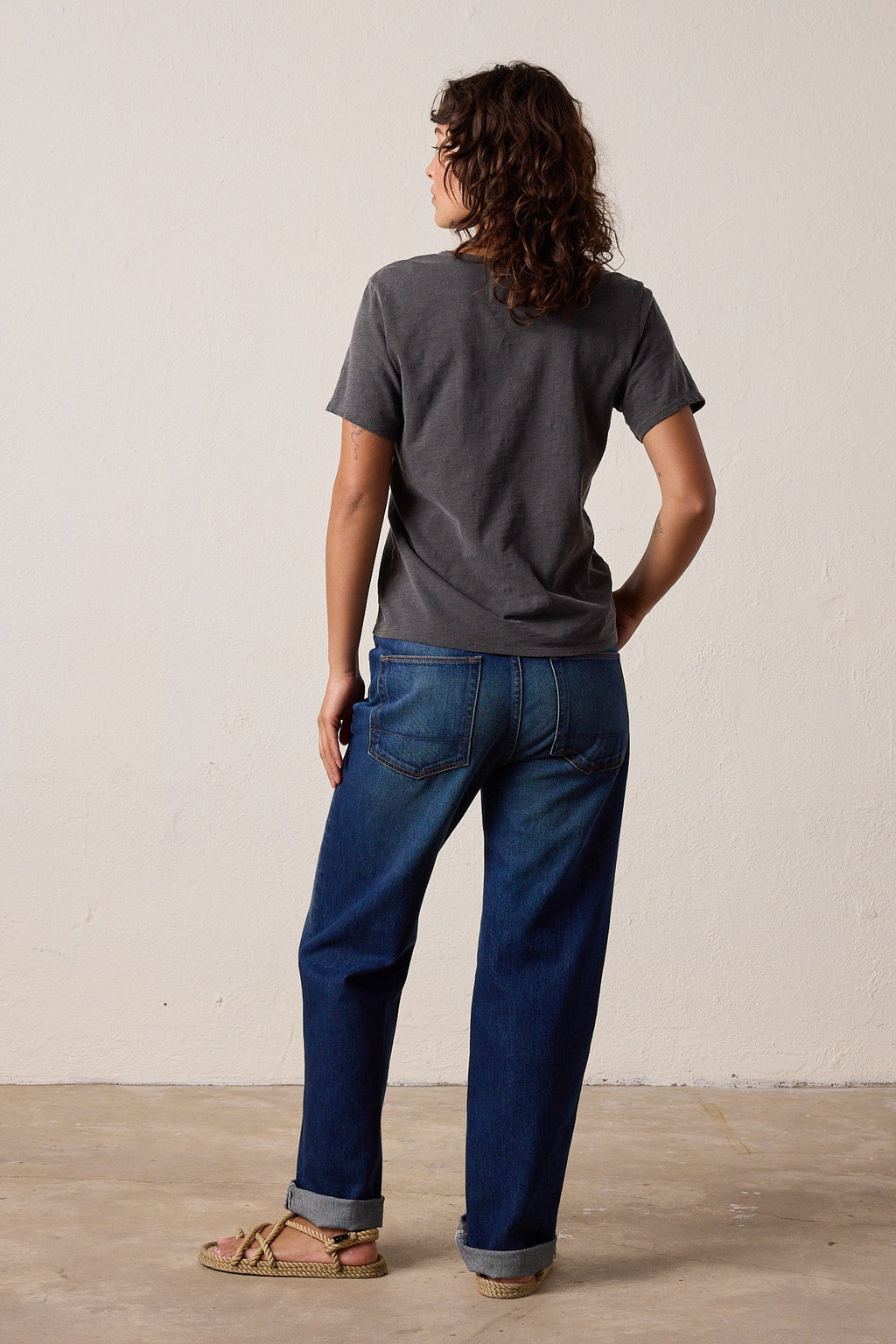 Layla Relaxed V Neck Slub Jersey Tee