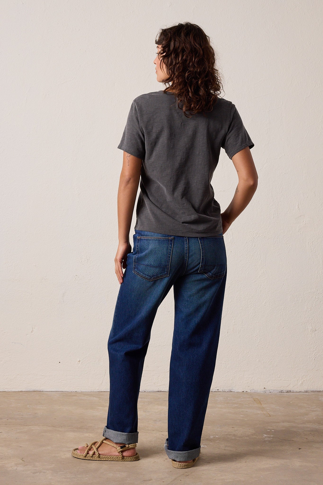 Layla Relaxed V Neck Slub Jersey Tee