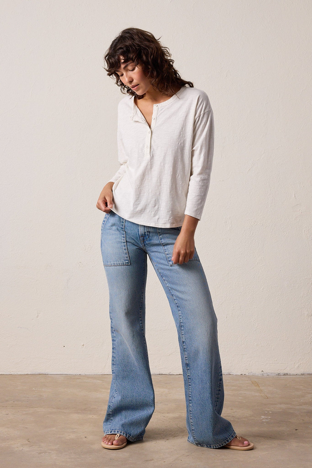 Hazel Boxy Slub Jersey Henley