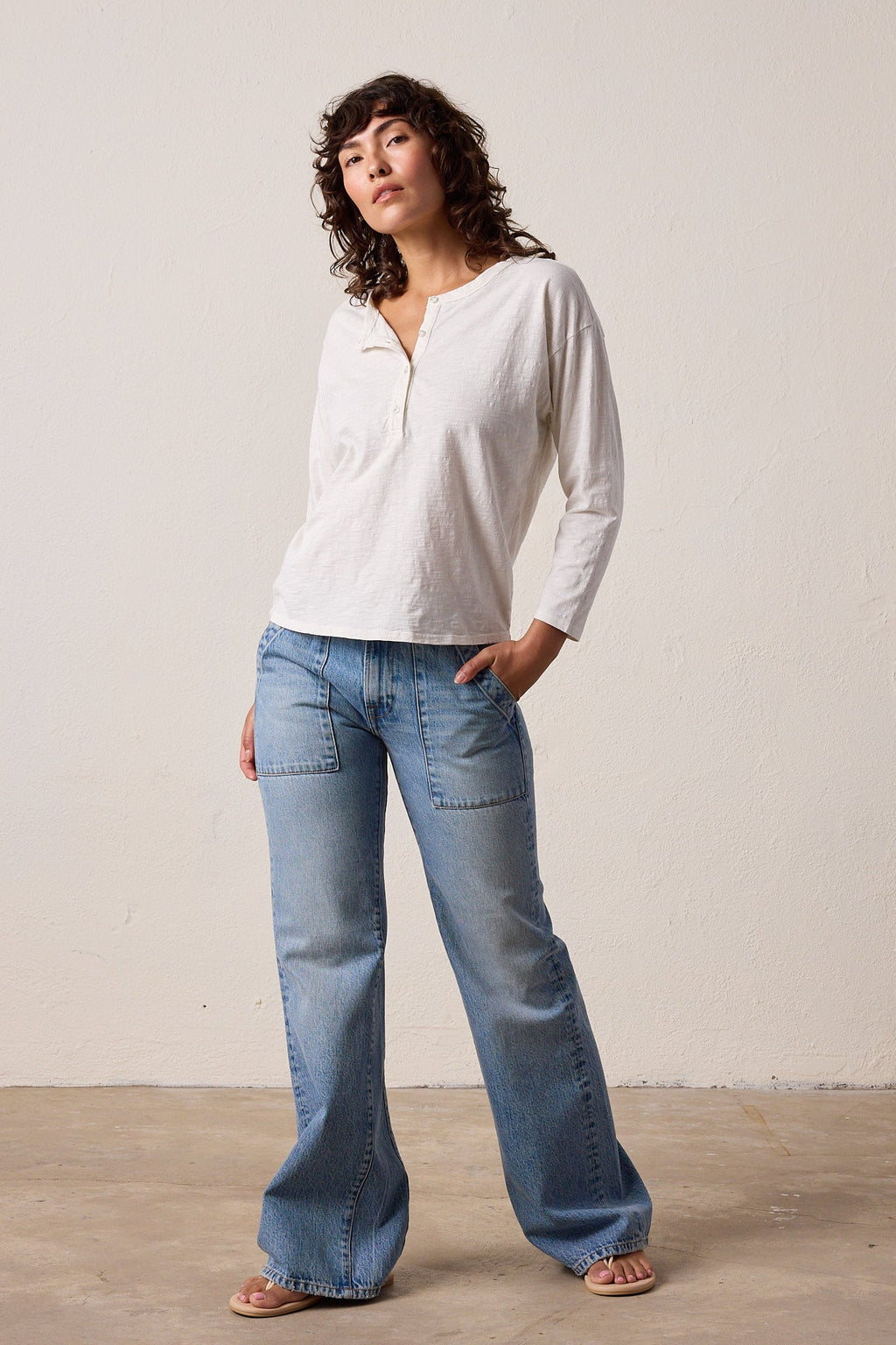 Hazel Boxy Slub Jersey Henley