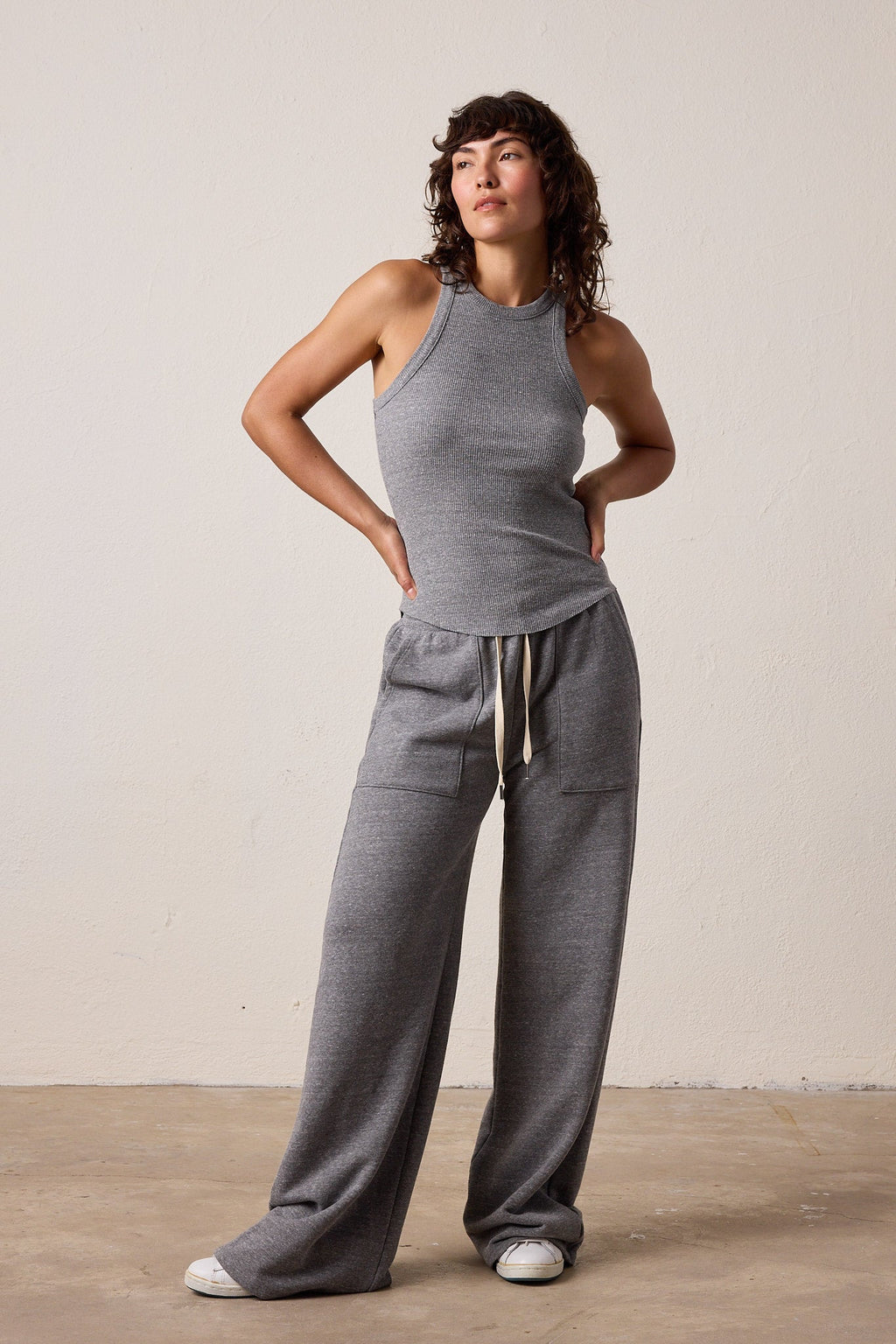 Alexa Fitted Melange Rib Tank