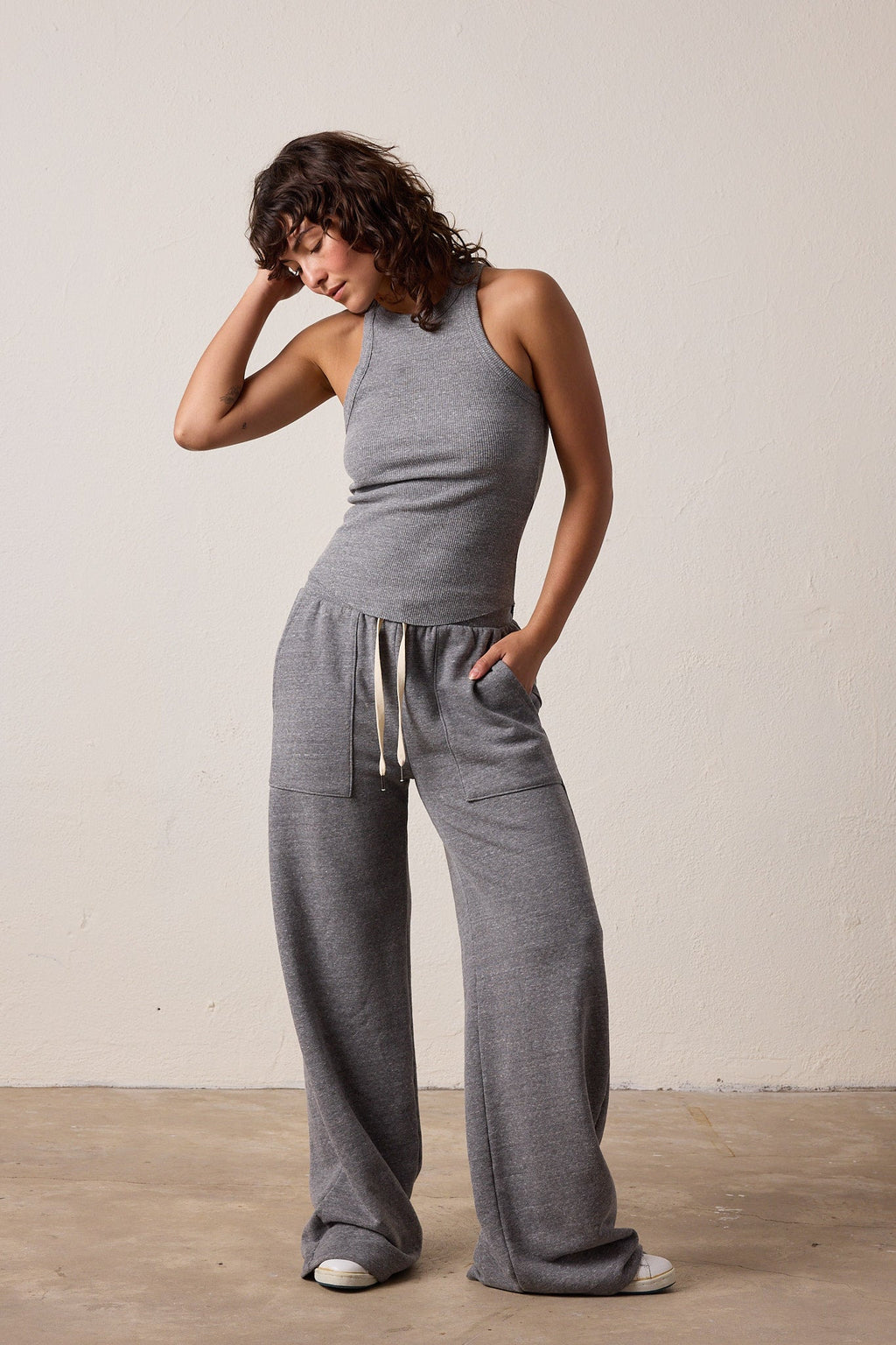 Alexa Fitted Melange Rib Tank