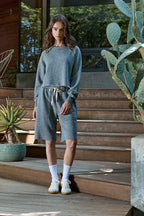 Raven Wide Leg Melange Terry Culotte