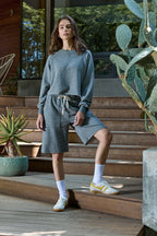 Raven Wide Leg Melange Terry Culotte