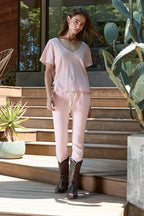 Layla Relaxed V Neck Slub Jersey Tee