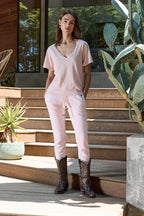 Layla Relaxed V Neck Slub Jersey Tee