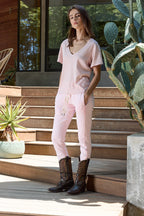 Layla Relaxed V Neck Slub Jersey Tee