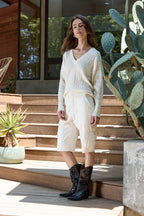 Pheobe Viscose Blend Crochet V Neck Sweater