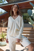 Pheobe Viscose Blend Crochet V Neck Sweater