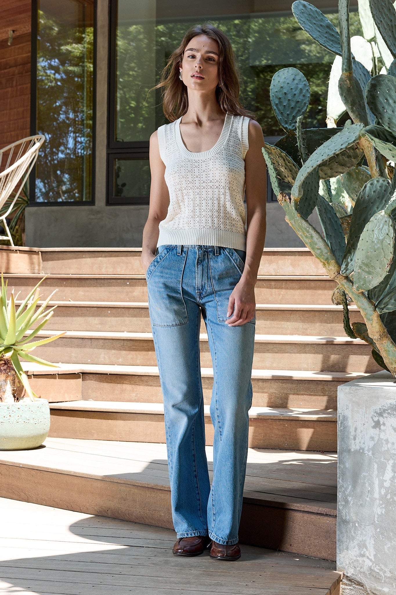 Valeria Viscose Blend Crochet Tank Sweater