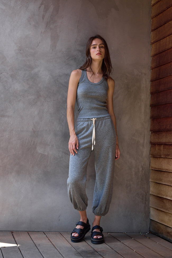 Violet Fitted Melange Rib U Neck Tank Main Image