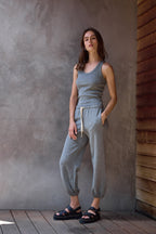 Violet Fitted Melange Rib U Neck Tank