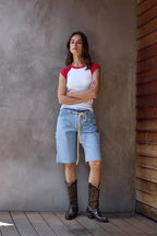 River Relaxed Rope Tie Denim Cut Offs