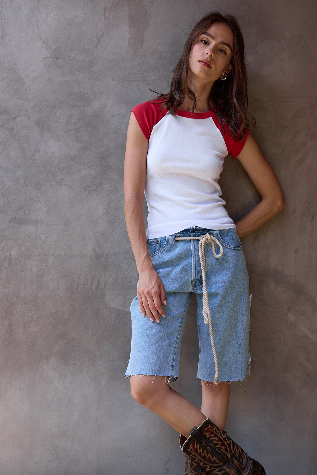 River Relaxed Rope Tie Denim Cut Offs
