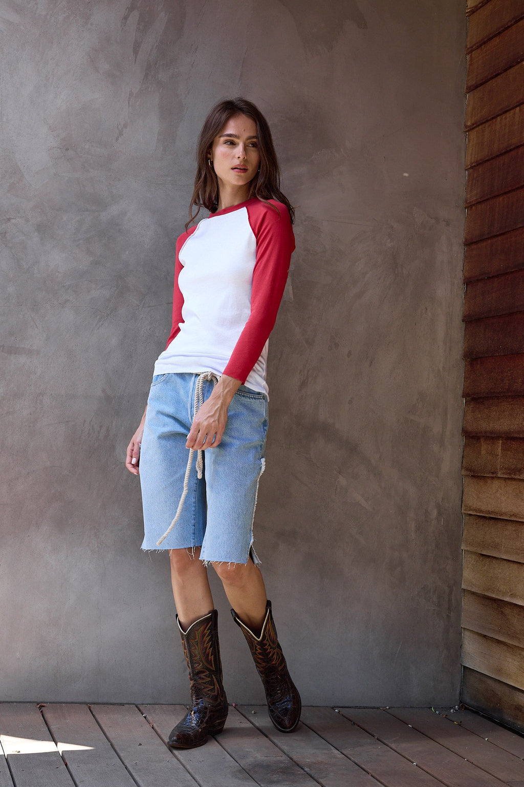 Aria Fitted Baby Rib Raglan Tee