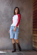 Aria Fitted Baby Rib Raglan Tee