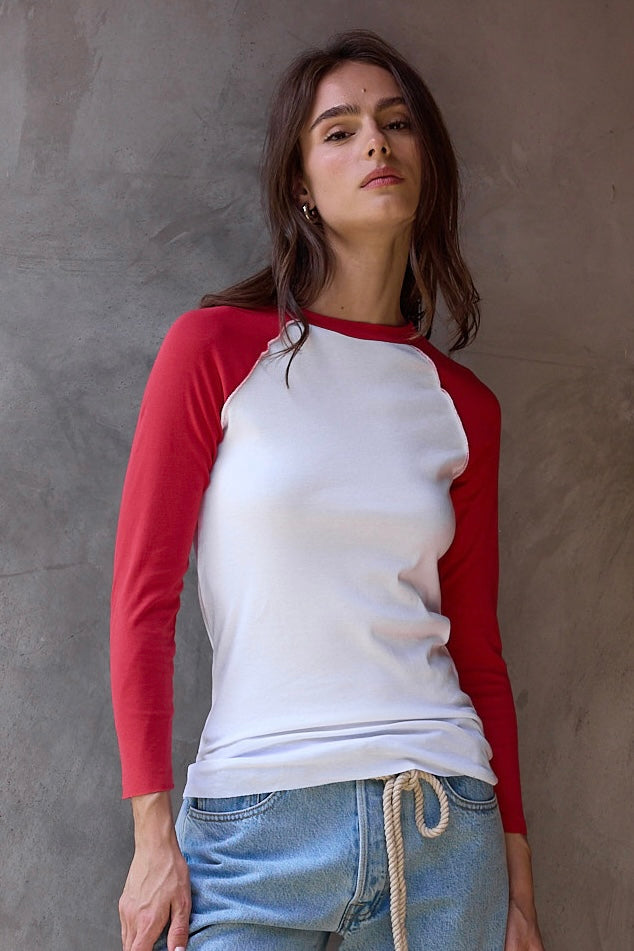 Aria Fitted Baby Rib Raglan Tee Hover Image