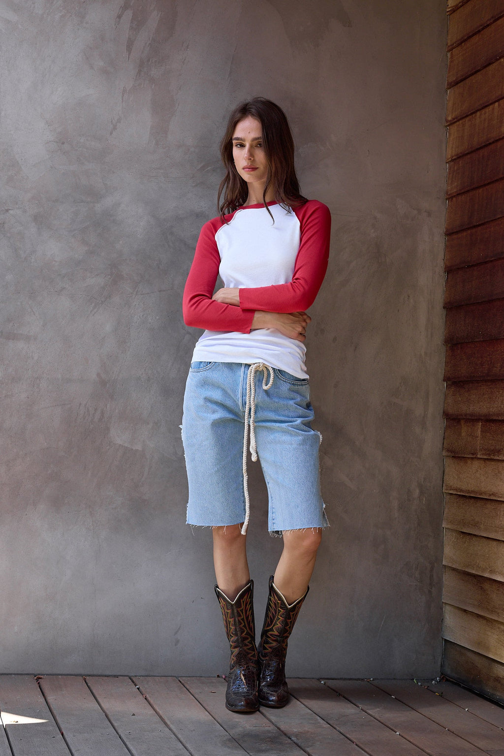 Aria Fitted Baby Rib Raglan Tee