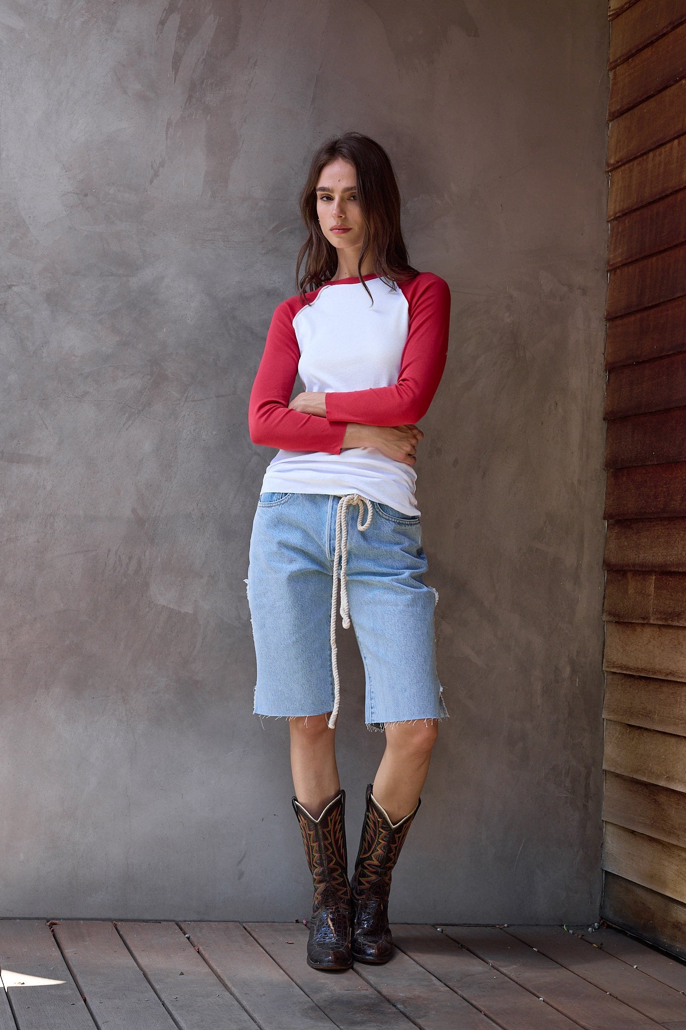 Aria Fitted Baby Rib Raglan Tee