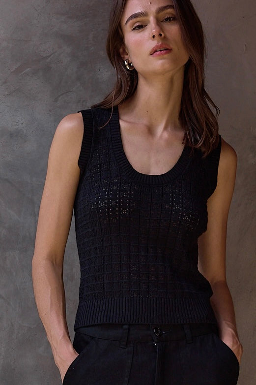 Valeria Viscose Blend Crochet Tank Sweater Hover Image