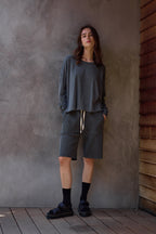 Raven Wide Leg Loop Terry Culotte