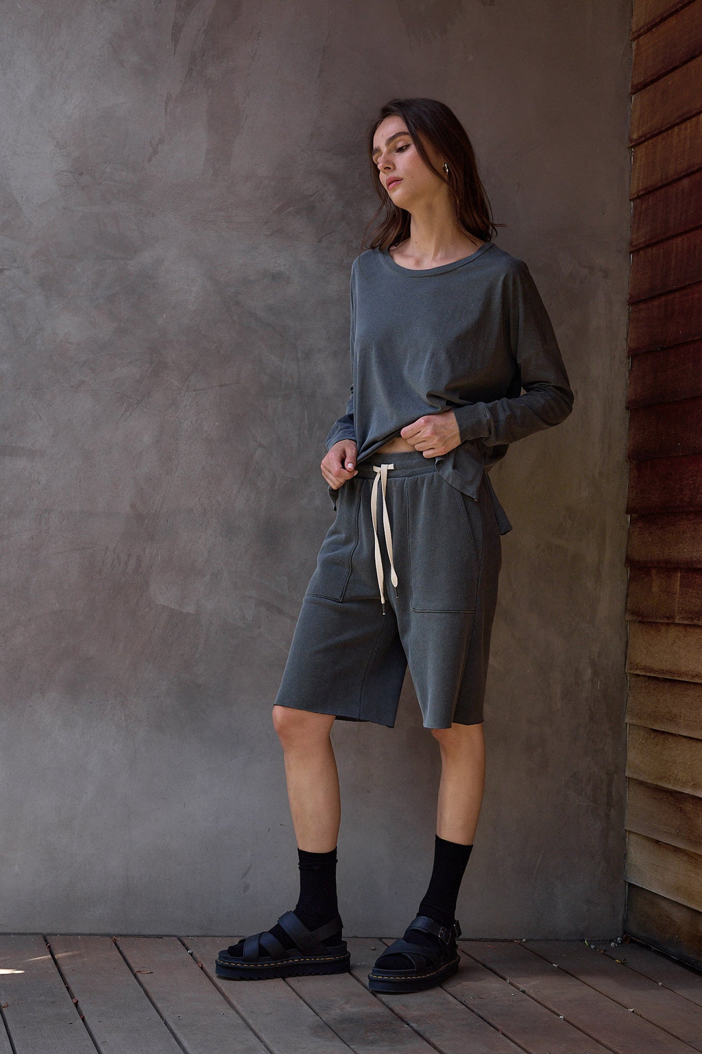 Raven Wide Leg Loop Terry Culotte