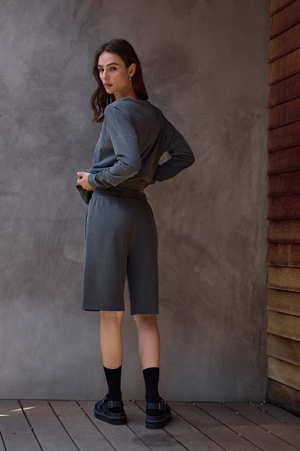 Raven Wide Leg Loop Terry Culotte