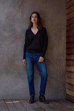 Pheobe Viscose Blend Crochet V Neck Sweater