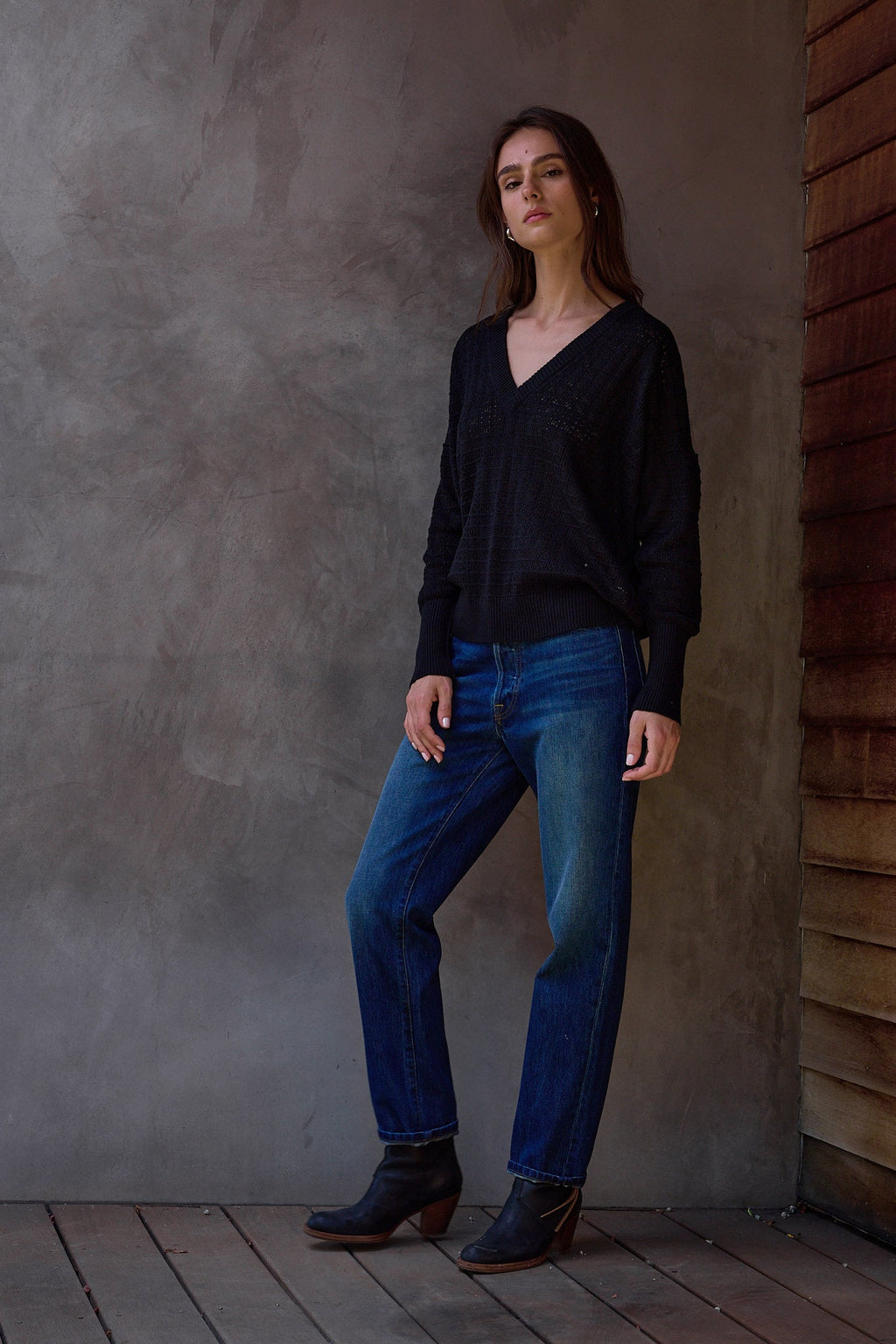 Pheobe Viscose Blend Crochet V Neck Sweater