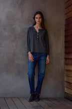 Hazel Boxy Slub Jersey Henley