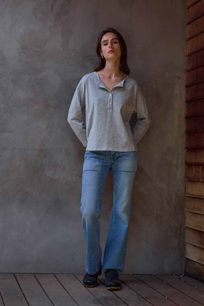 Hazel Boxy Vintage Jersey Henley Main Image