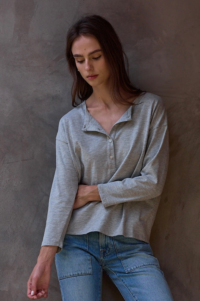Hazel Boxy Vintage Jersey Henley