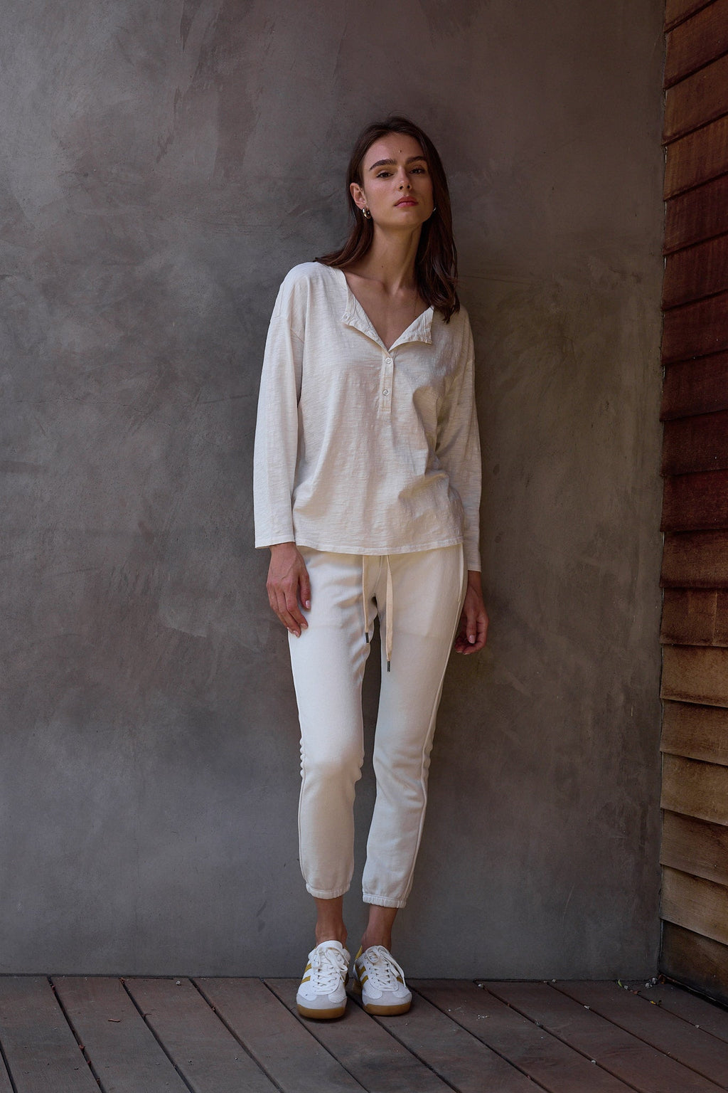 Hazel Boxy Slub Jersey Henley